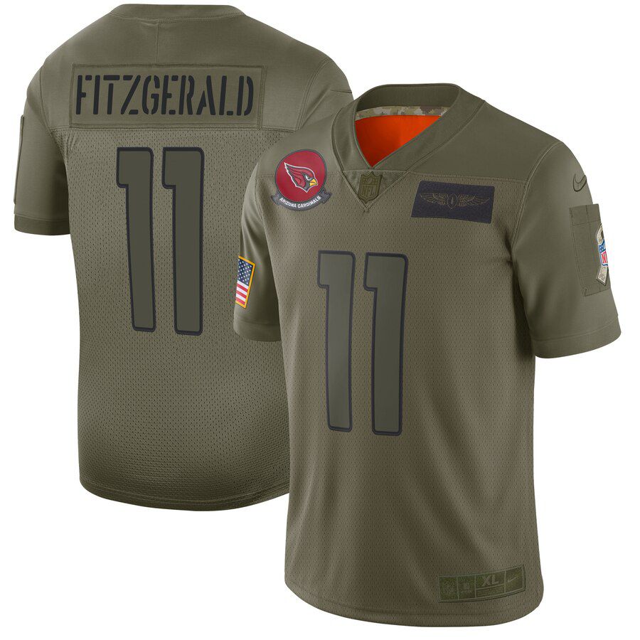 Men Arizona Cardinals #11 Fitzgerald Green Nike Olive Salute To Service Limited NFL Jerseys